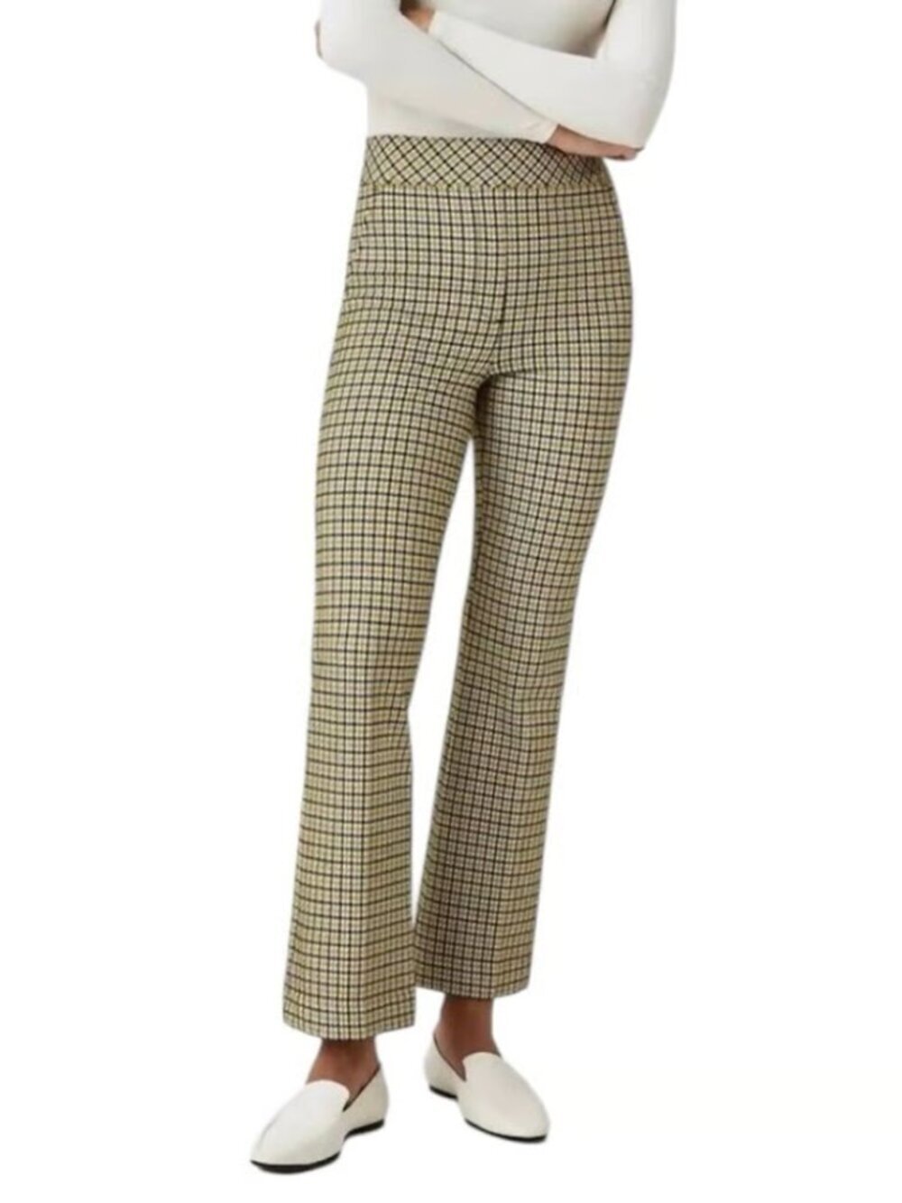 SPANX Houndstooth Pull on Pants 1X Yellow Office Pants Career Work Academia